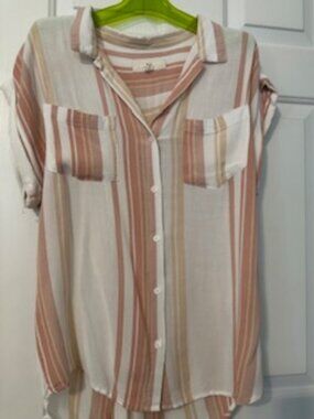 Thread & Supply striped short sleeve blouse Sz M